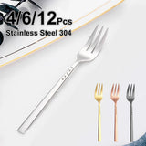 4/6/12Pcs Black Coffee Fork Stainless Steel 304 Tea Fork Set Ice Cream Cake Fruit Forks Mirror Gold Cutlery Thin Sliverware