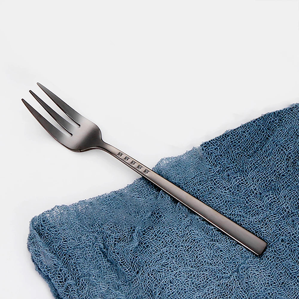 4/6/12Pcs Black Coffee Fork Stainless Steel 304 Tea Fork Set Ice Cream Cake Fruit Forks Mirror Gold Cutlery Thin Sliverware