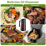 2-in-1 Glass Oil Sprayer & Dispenser, 16oz Leakproof Olive Oil Bottle for Cooking, Air Fryer, Salad, BBQ