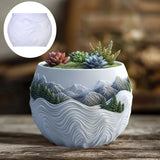 Mountain relief succulent plant flowerpot resin silicone mold mountain stream flowing water storage box candle cup gypsum molds