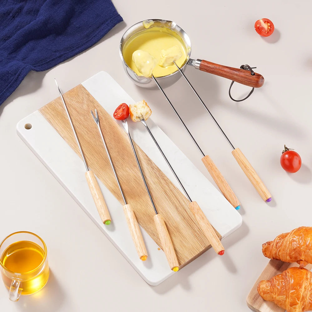 6-24Pcs Fondue Forks Stainless Steel Corrosion Resistant Long Forks for Cake Chocolate Fruits Cheese Fondue Forks Set