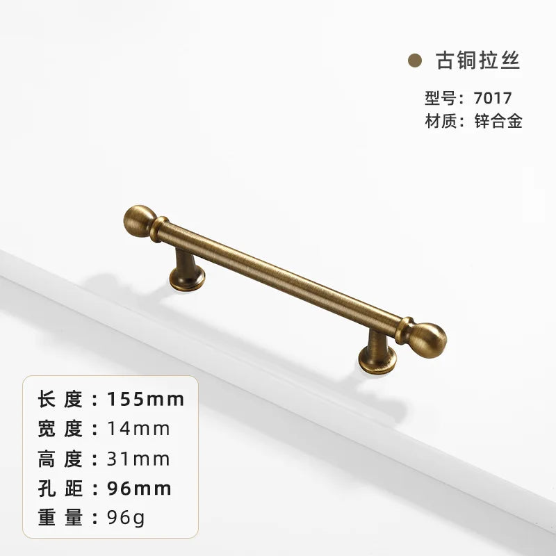 French-bronze solid handle vintage wardrobe/cabinet door handles small single-hole drawer pull medieval-style furniture hardware