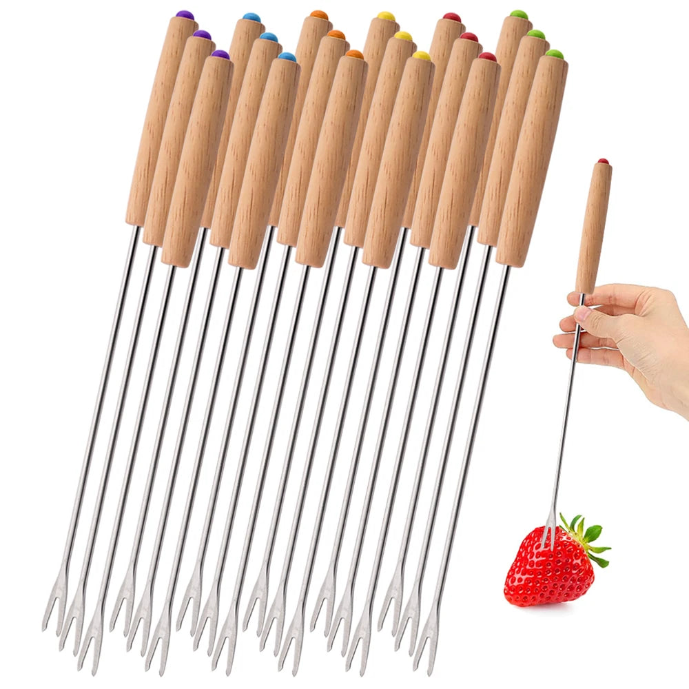 6-24Pcs Fondue Forks Stainless Steel Corrosion Resistant Long Forks for Cake Chocolate Fruits Cheese Fondue Forks Set
