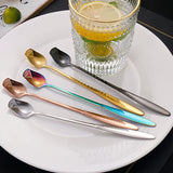 Long Handle Teaspoon Stainless Steel Rose Mixing Spoon Unusual Teaspoons for Dessert Honey Salad Tea Coffee Spoons New Year Gift