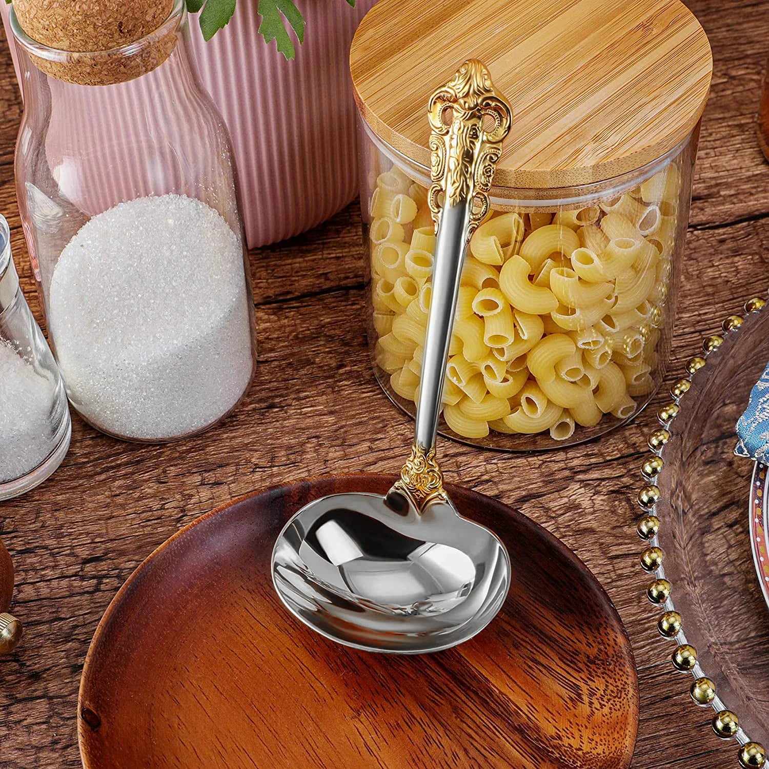 2/3/4/5/6 Pieces Gravy Ladle 6.3in Gorgeous 1 oz. Mirror Gold 18/10 Stainless Steel Gravy Sauce Soup Ladle Spoon for Stirring