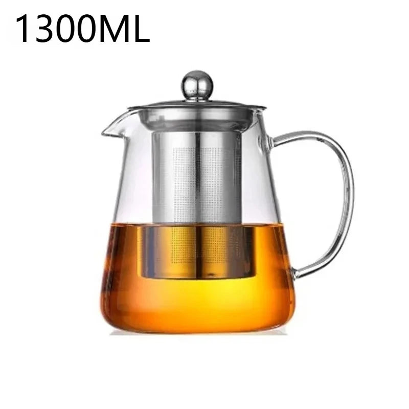 Heat-Resistant Borosilicate Glass Teapot with Removable Stainless Steel Infuser – Clear Tea Kettle for Kung Fu Tea Brewing Set