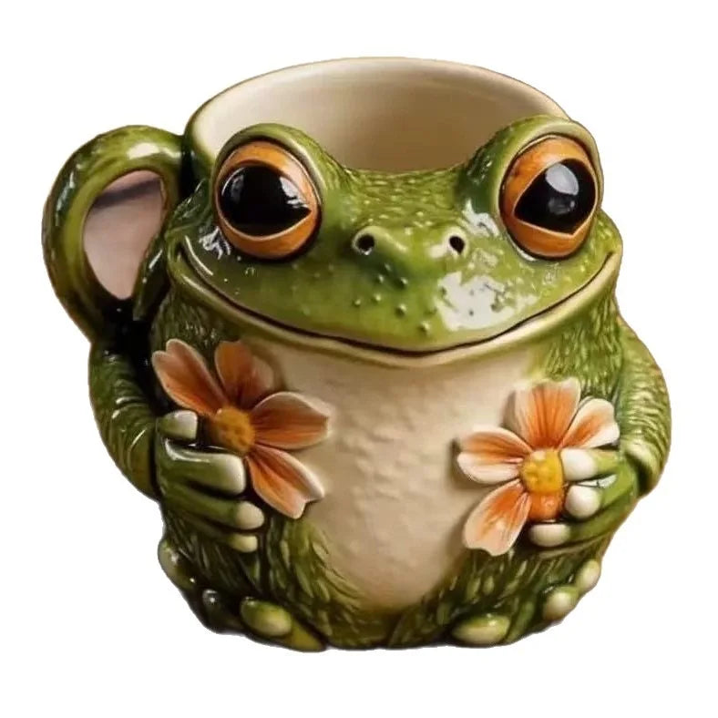 Frog Flower Mug Cute and Cute Frog Flower Pattern Mug