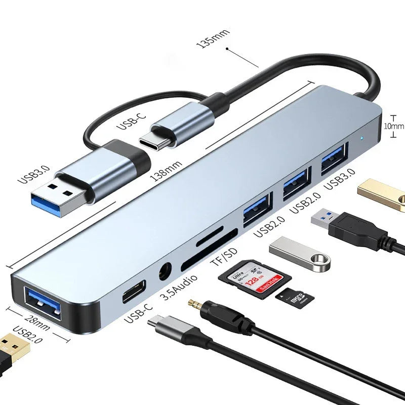 8-in-2 USB-C Hub Docking Station