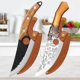 Meat Cutting Knives Boning Knife Wooden Handle Hnadmade Forge Knives Slicing Knife Multifunctional Kitchen Knives with Cover
