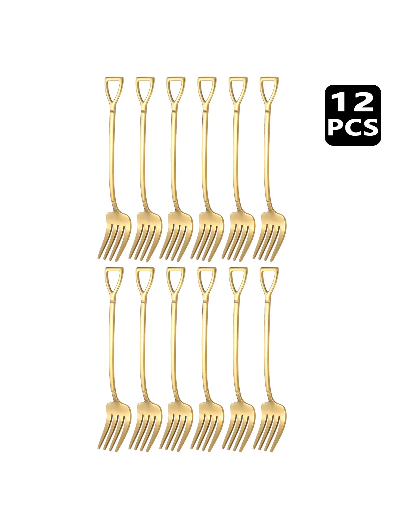 4/8/12pcs Stainless steel dessert fork fruit fork set, shovel-shaped small fork, suitable for afternoon tea, weddings, parties
