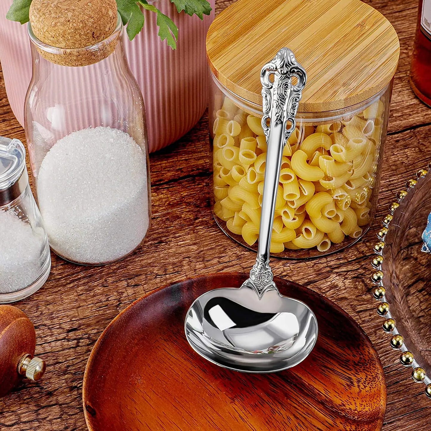 2/3/4/5/6 Pieces Gravy Ladle 6.3in Gorgeous 1 oz. Mirror Gold 18/10 Stainless Steel Gravy Sauce Soup Ladle Spoon for Stirring