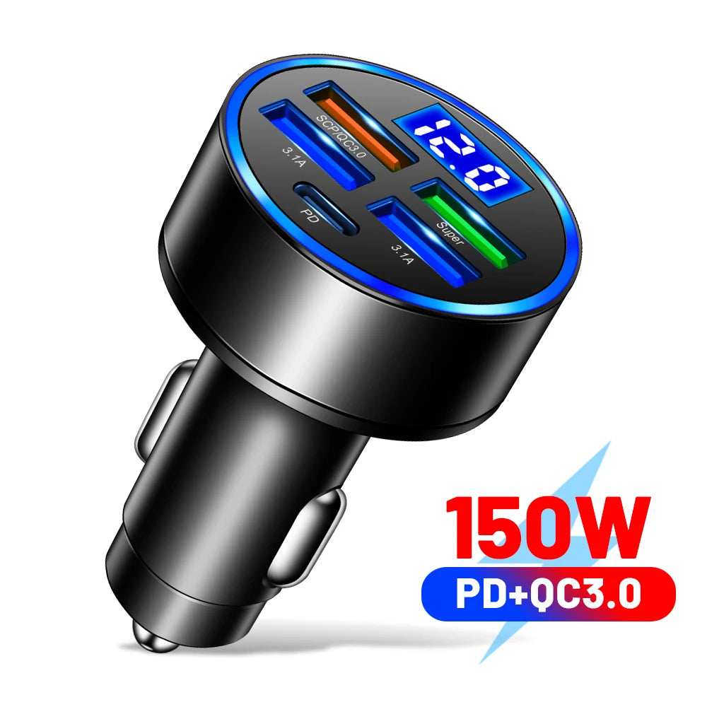 66W Fast Car Charger - Multi-Port QC3.0 Adapter