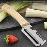 Wooden Handle Stainless Steel Peeler, Multi-Functional Kitchen Gadget for Fruits Vegetables Peeling Slicing, Durable & Smooth