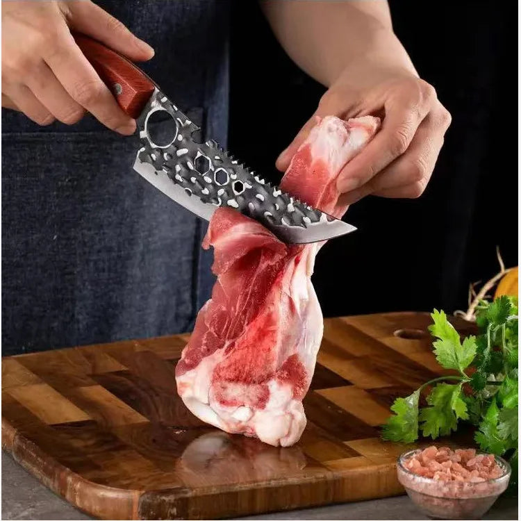 Meat Cutting Knives Boning Knife Wooden Handle Hnadmade Forge Knives Slicing Knife Multifunctional Kitchen Knives with Cover