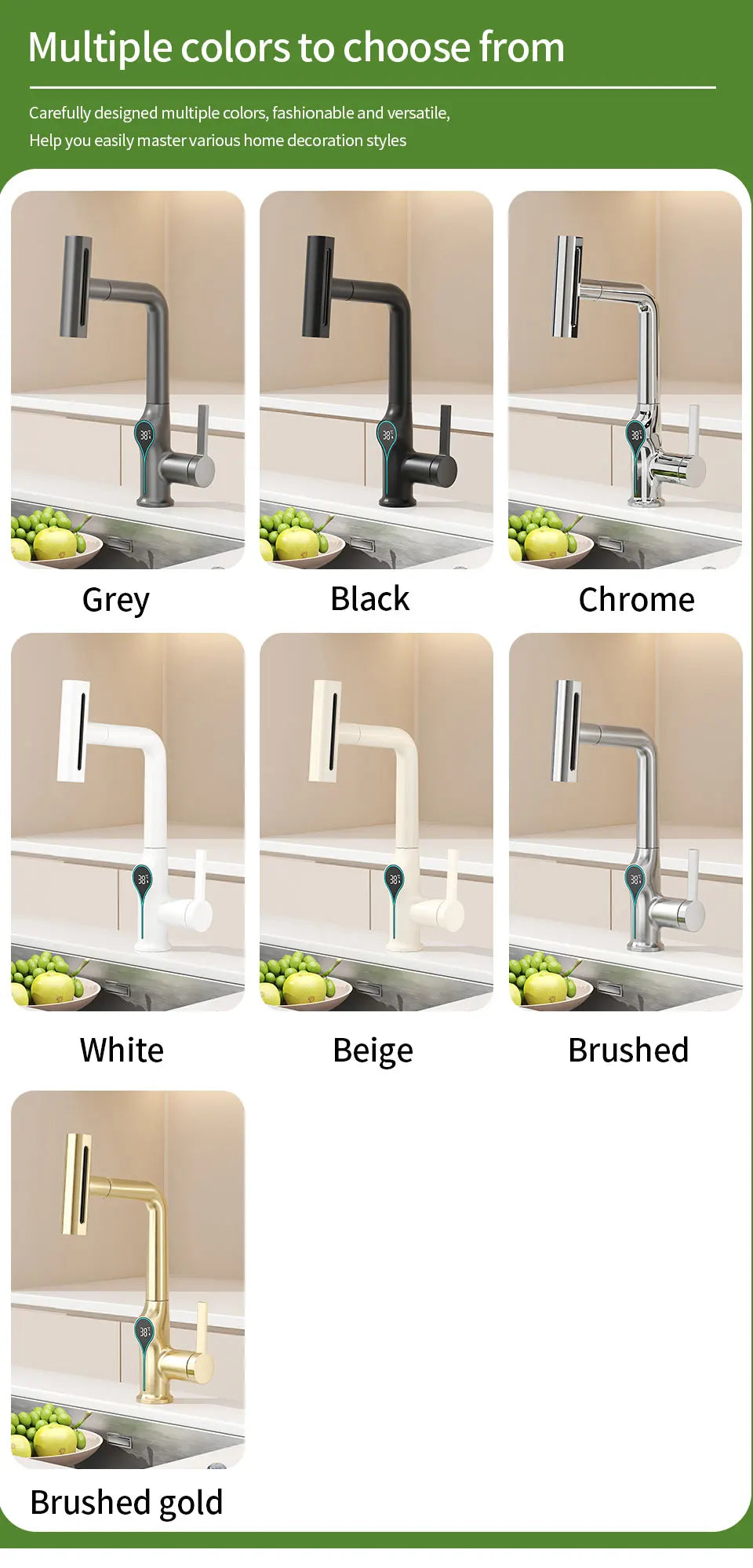 Intelligent Water Temperature Display Pull-out Sprayer Kitchen Faucet Hot and Cold Water Kitchen Sink Tap Single Hole Mixer