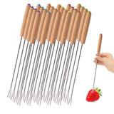 6-24Pcs Fondue Forks Stainless Steel Corrosion Resistant Long Forks for Cake Chocolate Fruits Cheese Fondue Forks Set