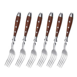 Classic Elegant Stainless Steel Cutlery Set Simulated Redwood Fork Spoon Knife Full Dinning Fork Steak Knife Teaspoon Creative