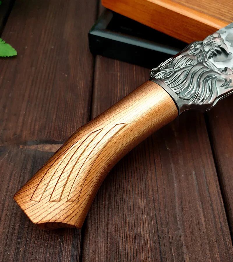 Meat Cutting Knives Boning Knife Wooden Handle Hnadmade Forge Knives Slicing Knife Multifunctional Kitchen Knives with Cover
