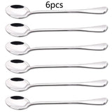 6pcs Stainless Steel  Ice Tea Scoop Dessert Spoon Food Grade Ice Cream Candy Tea Spoon Milkshake Coffee Multi-Purpose Spoon