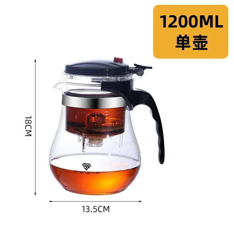 Heat Resistant Glass Teapot One-click Filtering Tea Pot Tea Water Separation Filter Tea Maker Coffee Pot Home Flower Teaware