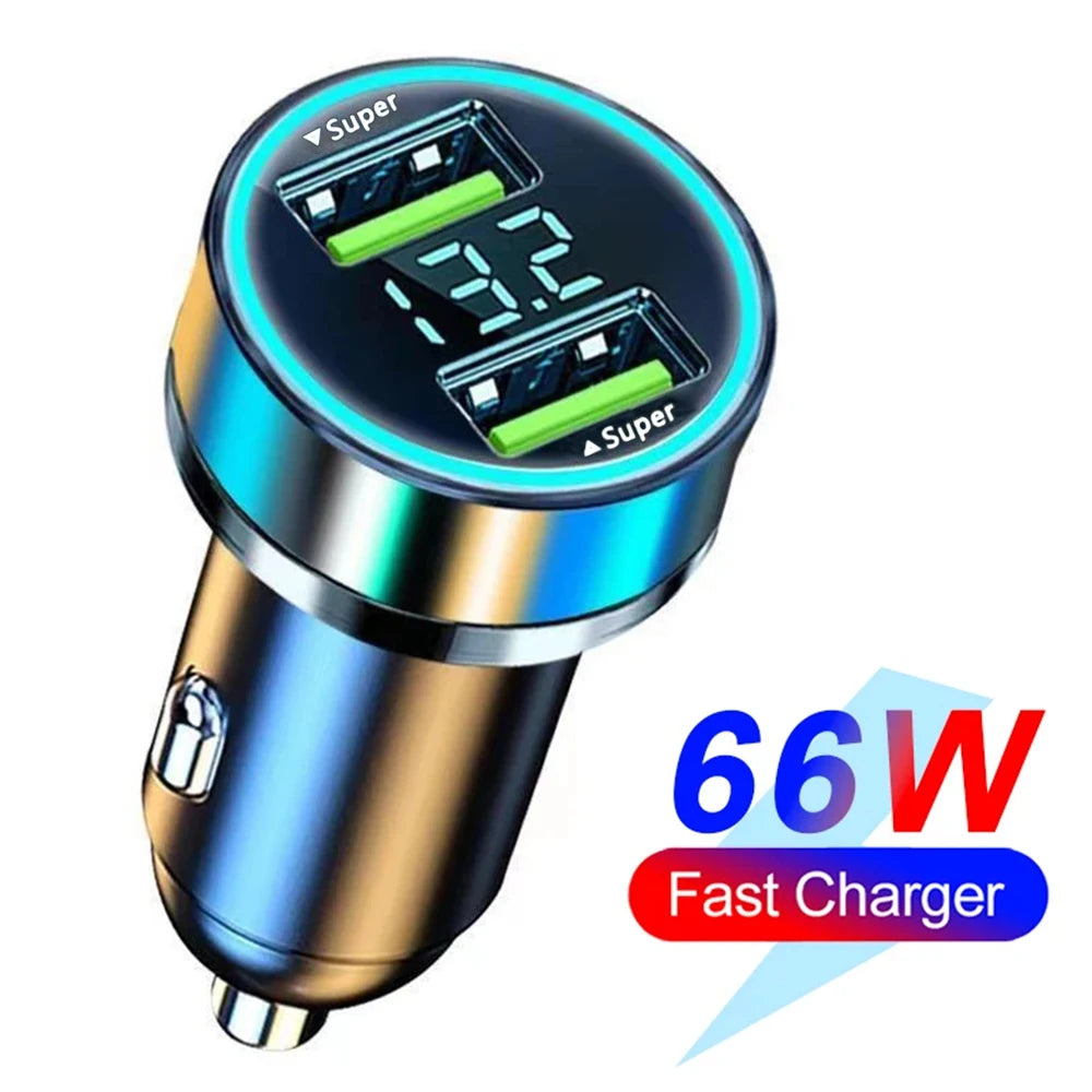 66W Fast Car Charger - Multi-Port QC3.0 Adapter