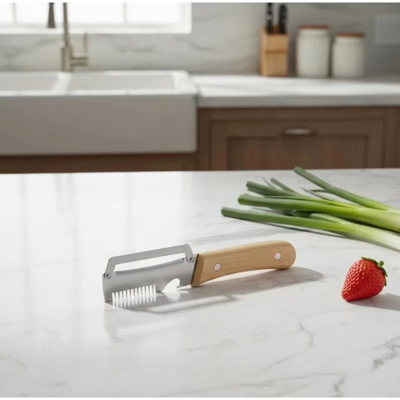 Stainless Steel Peeler Wooden Handle Durable Smooth Multi-function Kitchen Tool Fruit Vegetable Peeling Slicing
